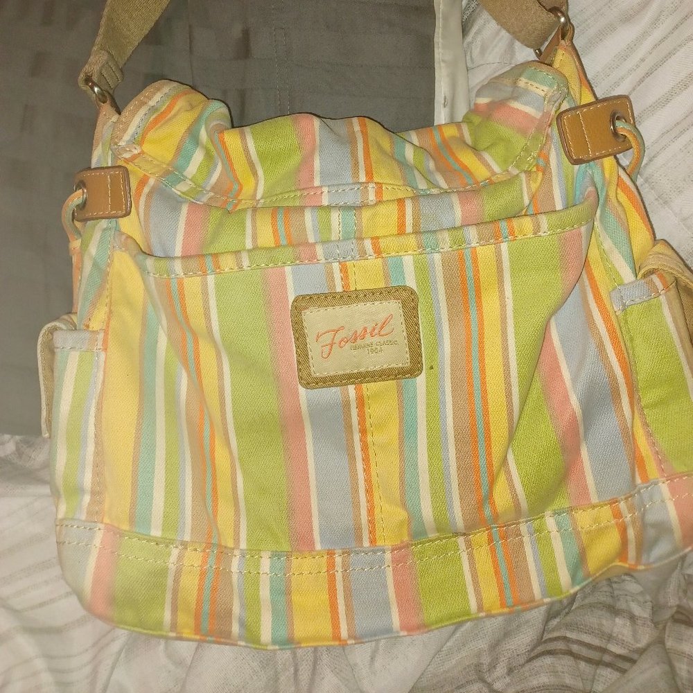 Multi-colred pinstriped cloth pocketbook